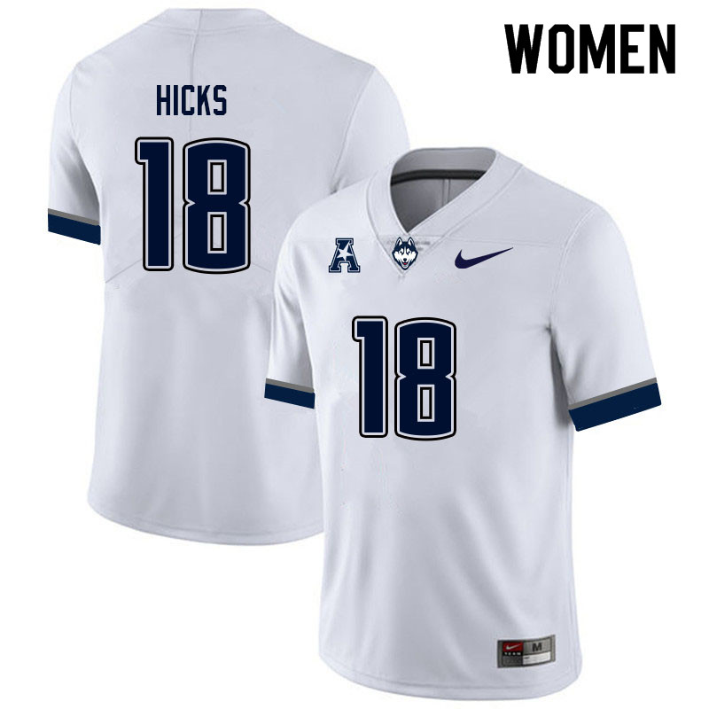 Women #18 Kylish Hicks Uconn Huskies College Football Jerseys Sale-White